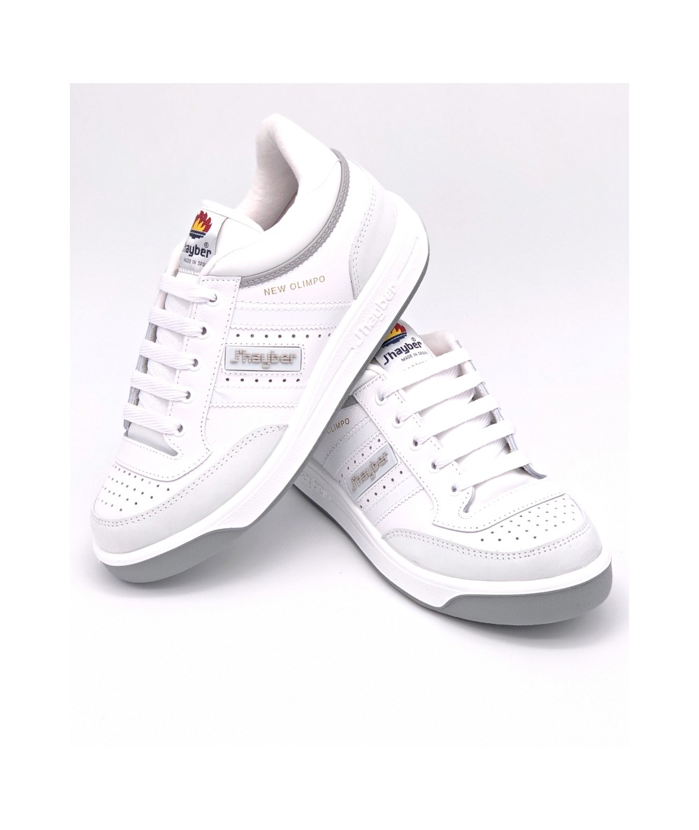 Zapatillas J'hayber New Olimpo Para Hombre | Blanco, Talla 39 EU | Cuero Y Cierre De Cordones Rápidos